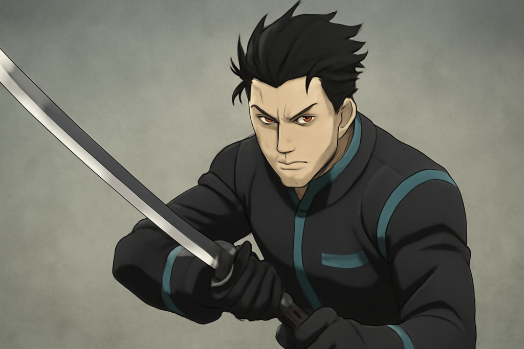 日本刀を構え、鋭い視線を送る防衛隊第3部隊副隊長・保科宗四郎のスタイリッシュな姿