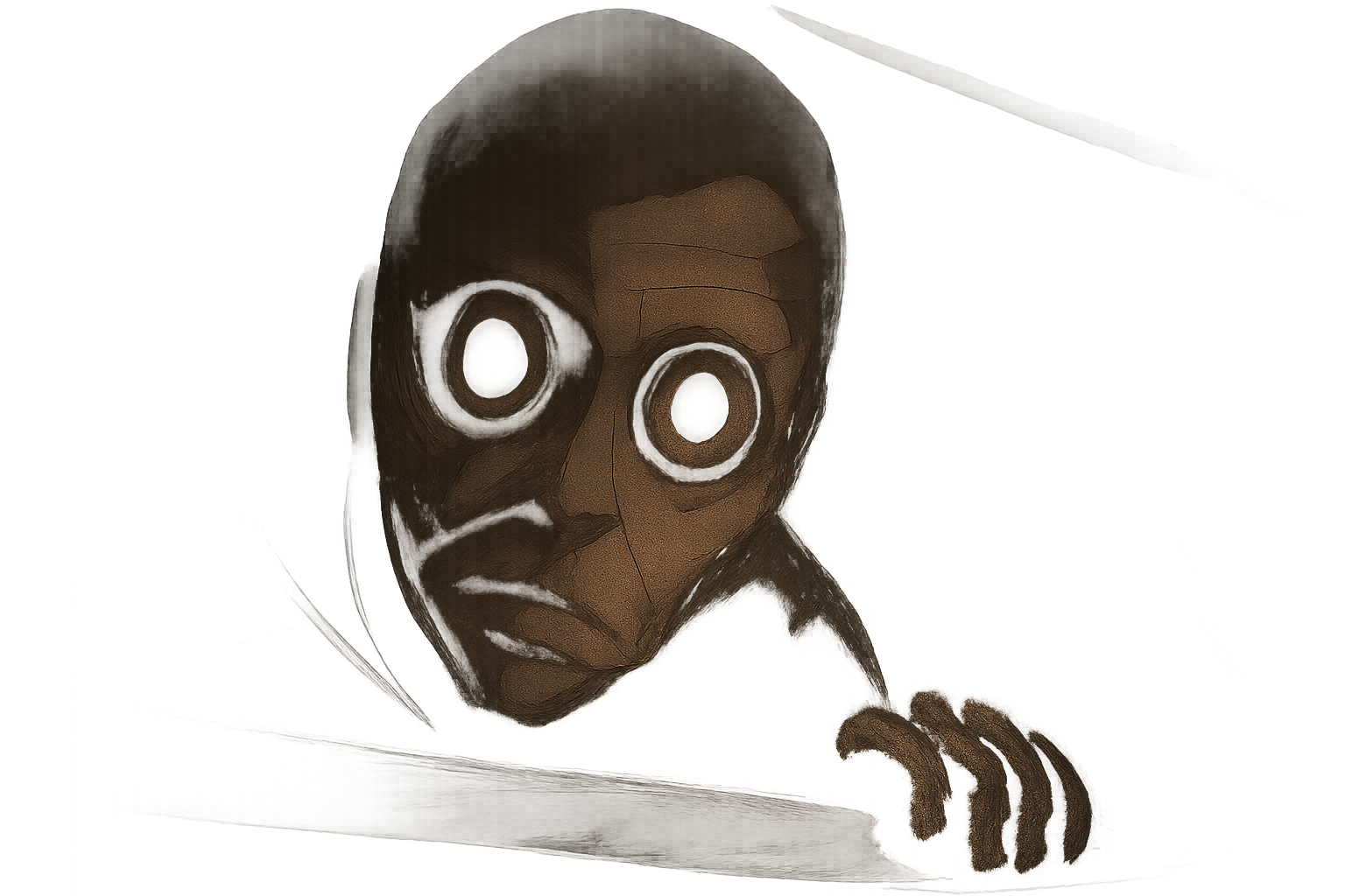 『進撃の巨人』のロゴや、薄暗い補給所の中で不気味に目を光らせて中を覗き込む3メートル級巨人を連想させるイメージ