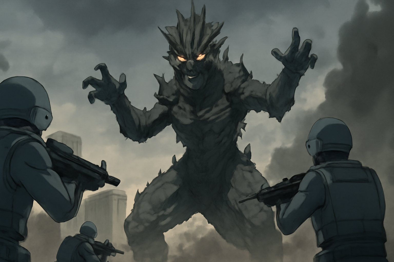 何度も防衛隊の前に立ちはだる怪獣9号の絶望的な戦闘シーン