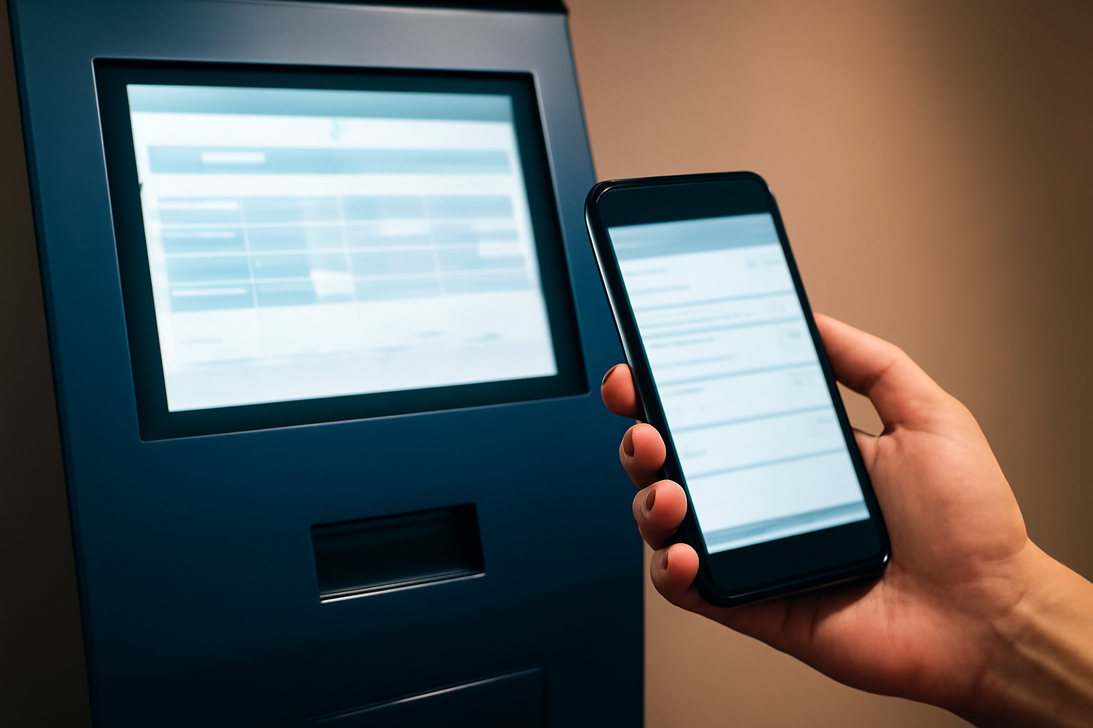 映画館のチケット発券機や、スマートフォンで上映スケジュールを確認している手元のイメージ画像