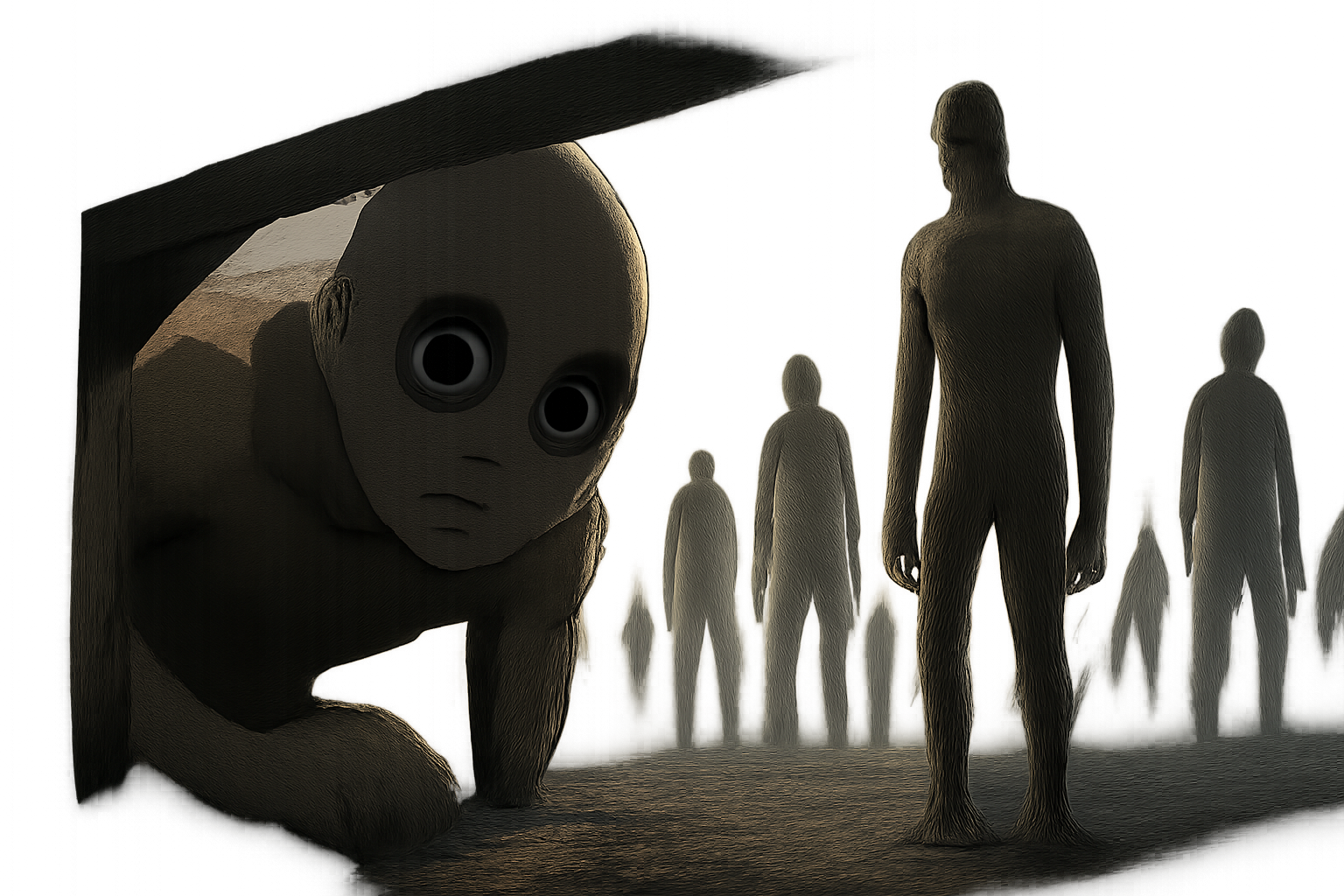 パラディ島を彷徨う無数の無垢の巨人たちや、特異な行動をとる奇行種の不気味な生態を表現したイメージ