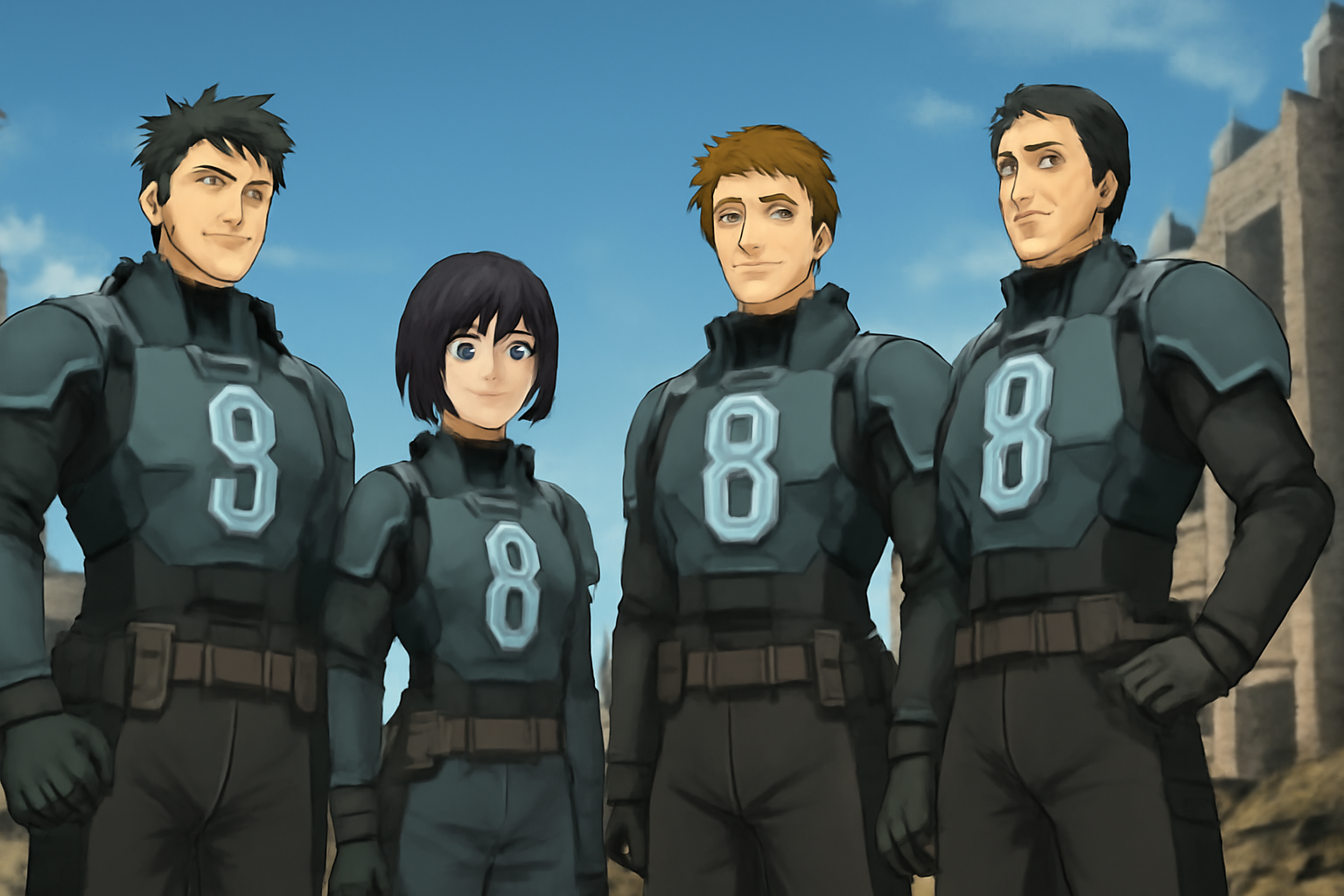 『怪獣8号 THE GAME』の防衛隊員たちが並び立つ、達成感を感じさせるイメージ画像