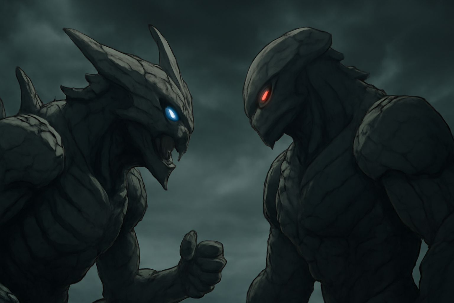 怪獣8号と怪獣9号の対峙を象徴する緊迫感のあるビジュアル