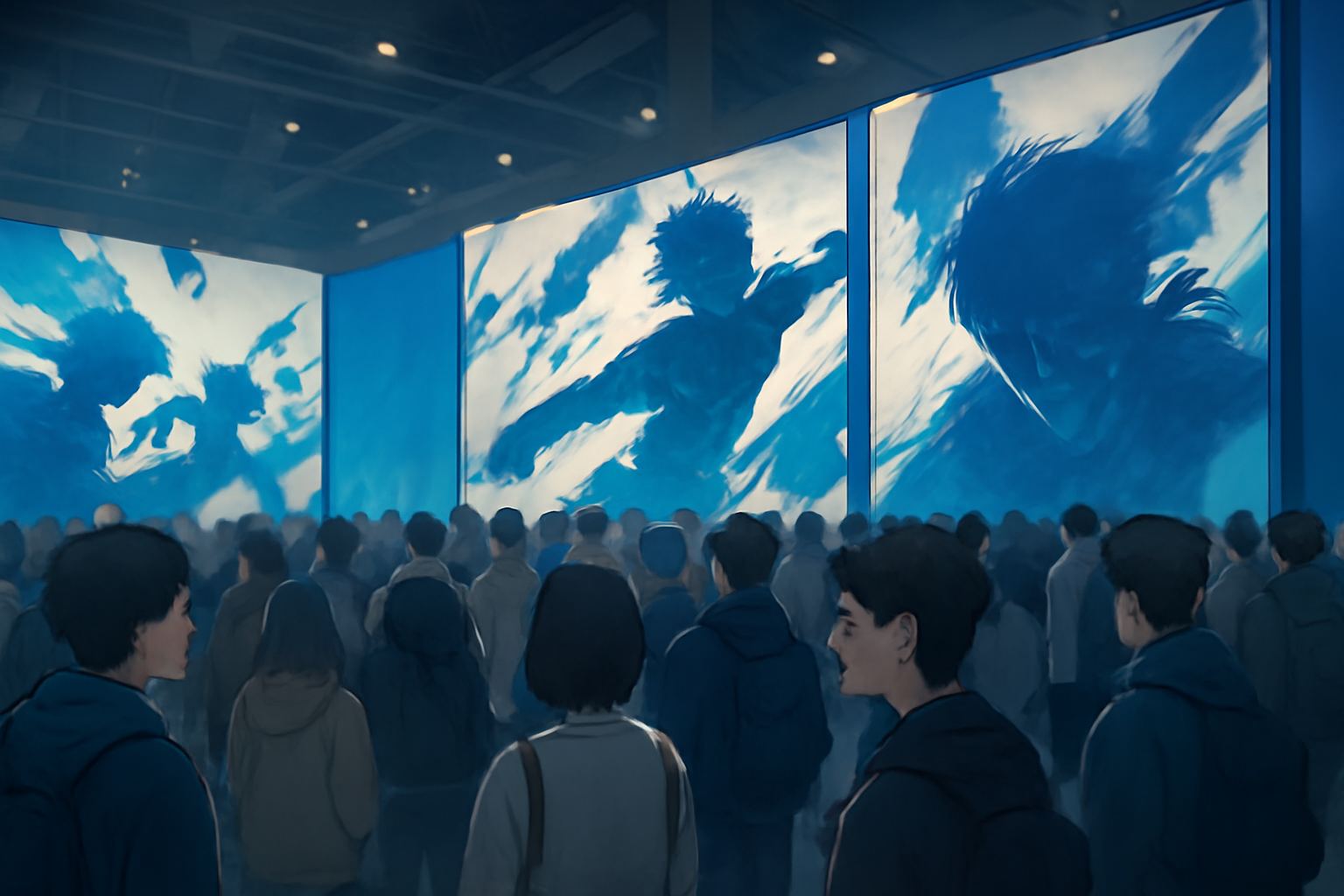 ブルーロック展のメインビジュアルや、エゴイストたちが集結した熱気を感じさせる展示会場の風景