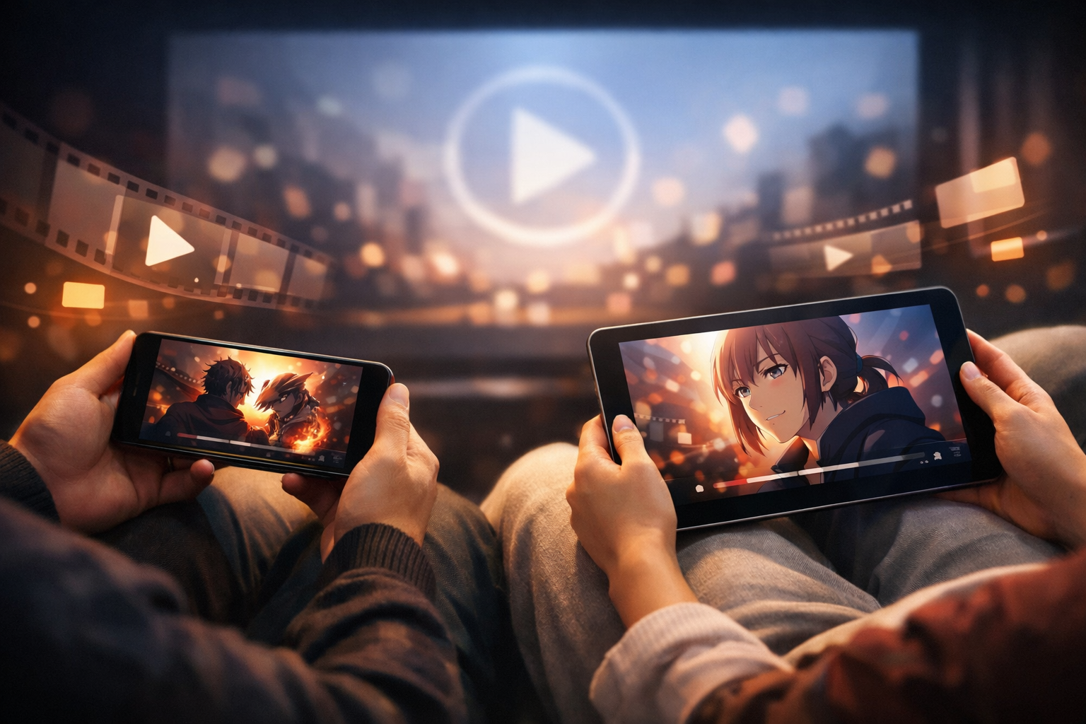 スマートフォンやタブレットで動画を視聴するイメージ