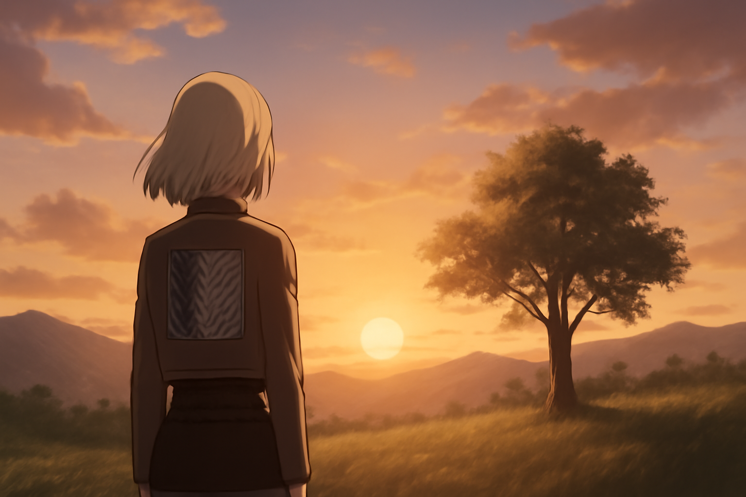 進撃の巨人の物語の完結と、キャラクターたちの未来を思わせる静かな情景のイメージ