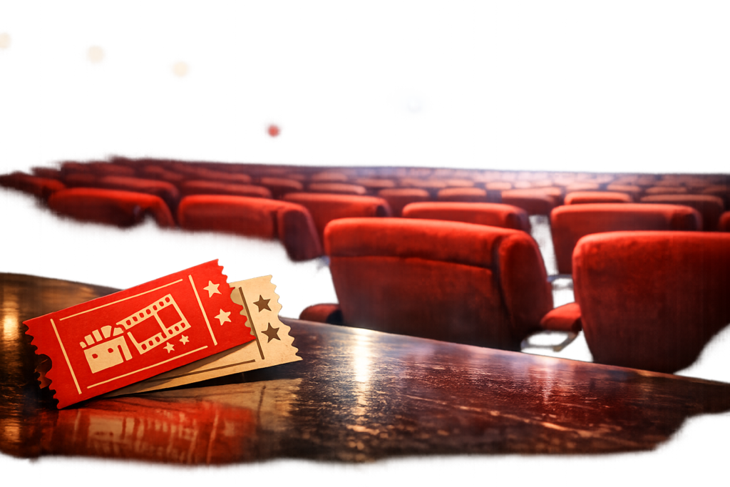 劇場の入場チケットと映画館の座席
