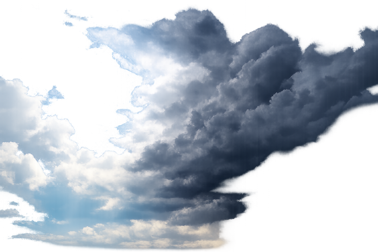 青空と暗雲が交差する抽象的な空の風景