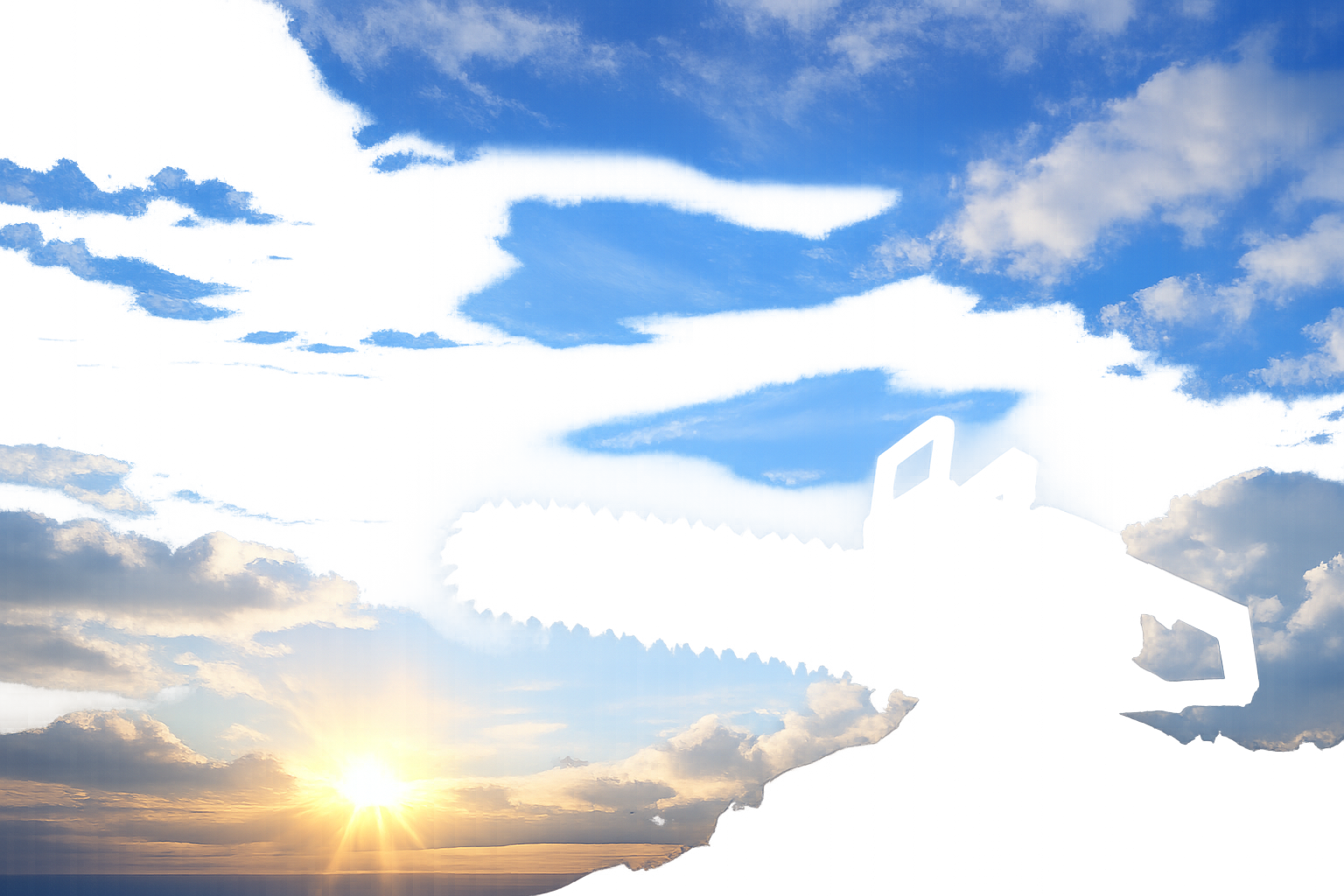 これまでの物語の総括と未来への期待を感じさせる、青空とチェンソーのシルエット