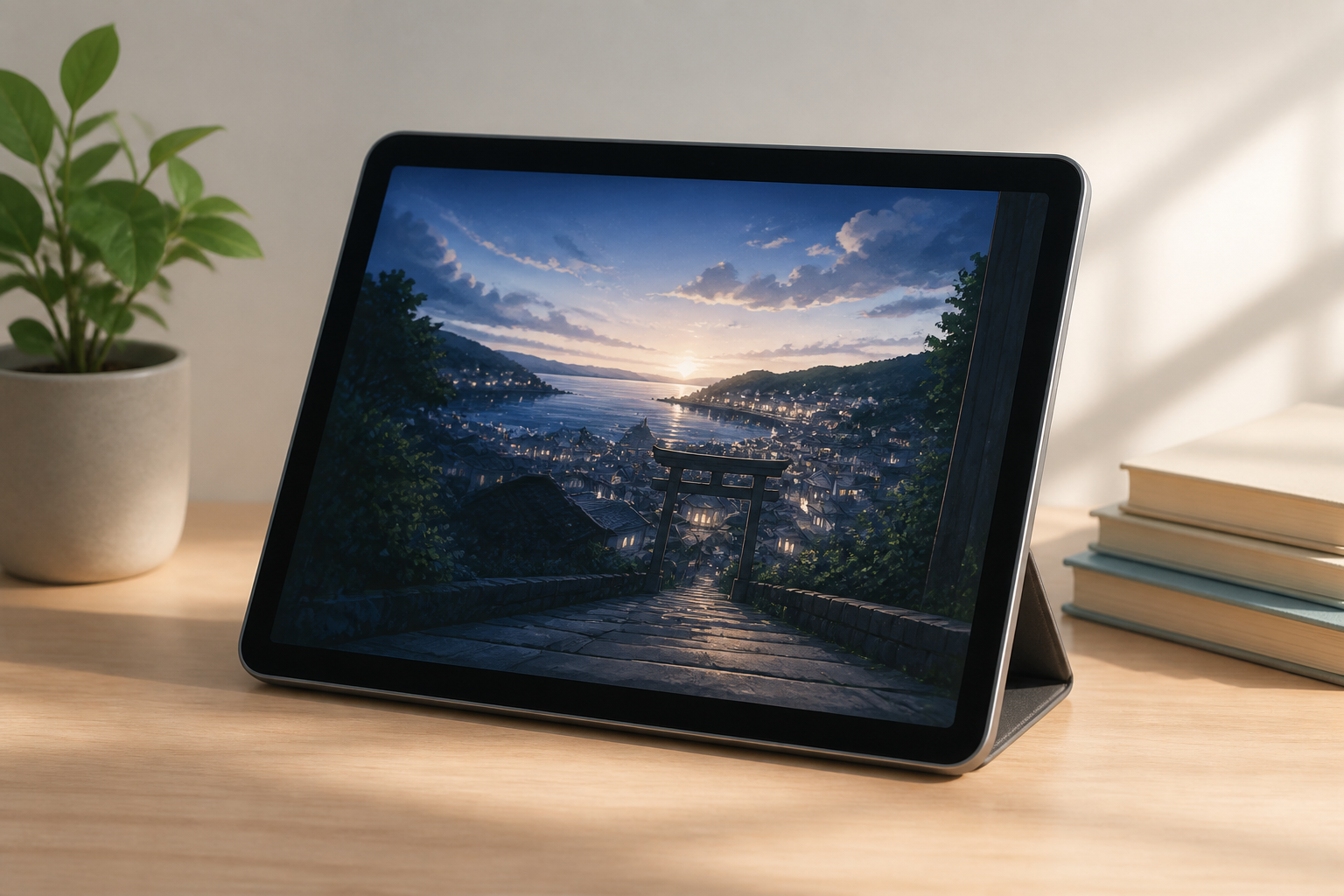 タブレット端末で電子書籍の公式アプリを開いている様子
