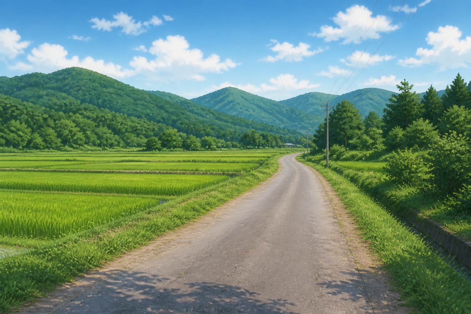 福島市平石の現地へ続く道路と静かな田園風景