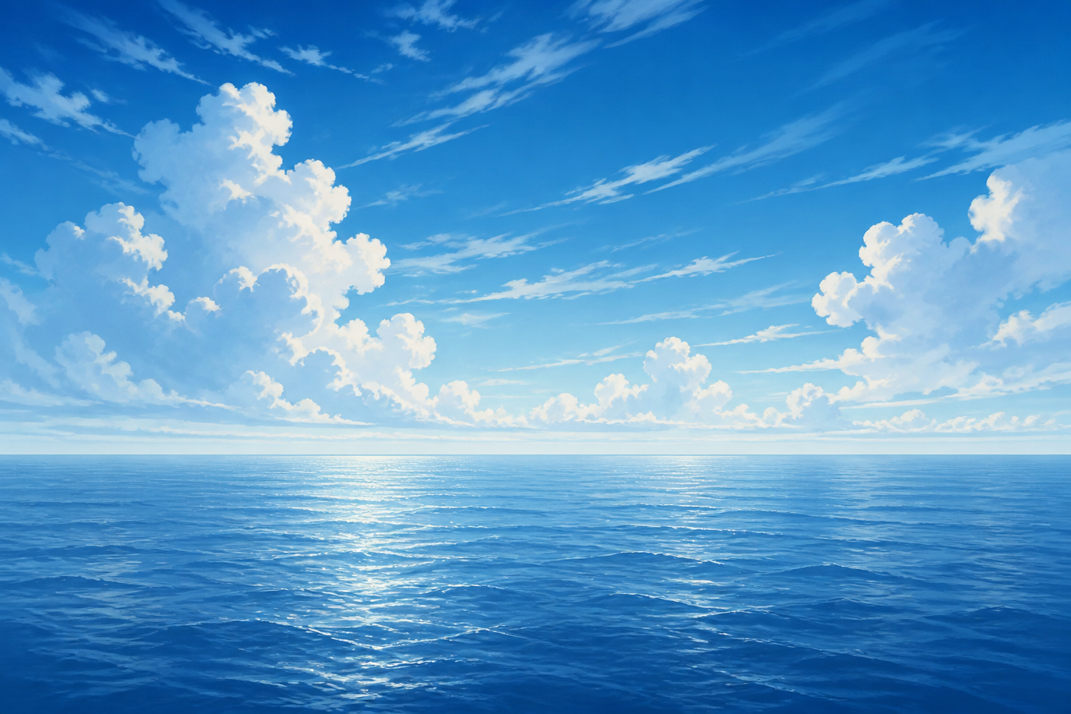 艦隊これくしょんの物語の広がりを感じさせる、静かな大海原と空をモチーフにした静物構図