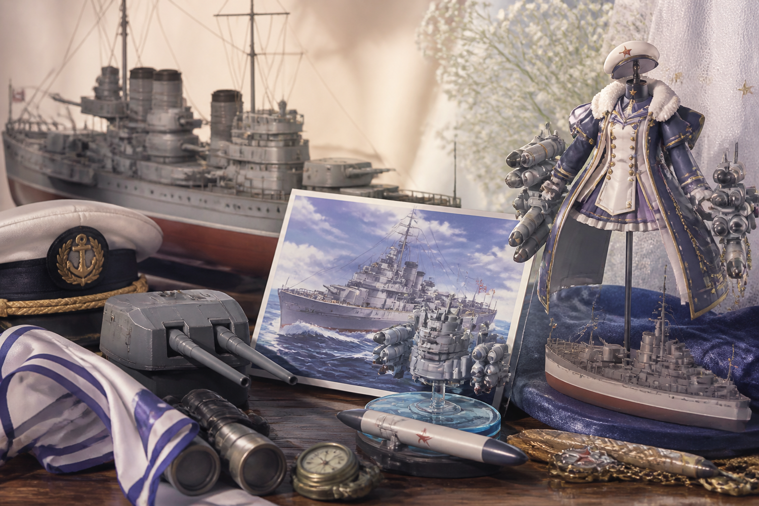 艦これのタシュケントの魅力（性能・ビジュアル・フィギュア展開）を総合的にまとめたイメージ