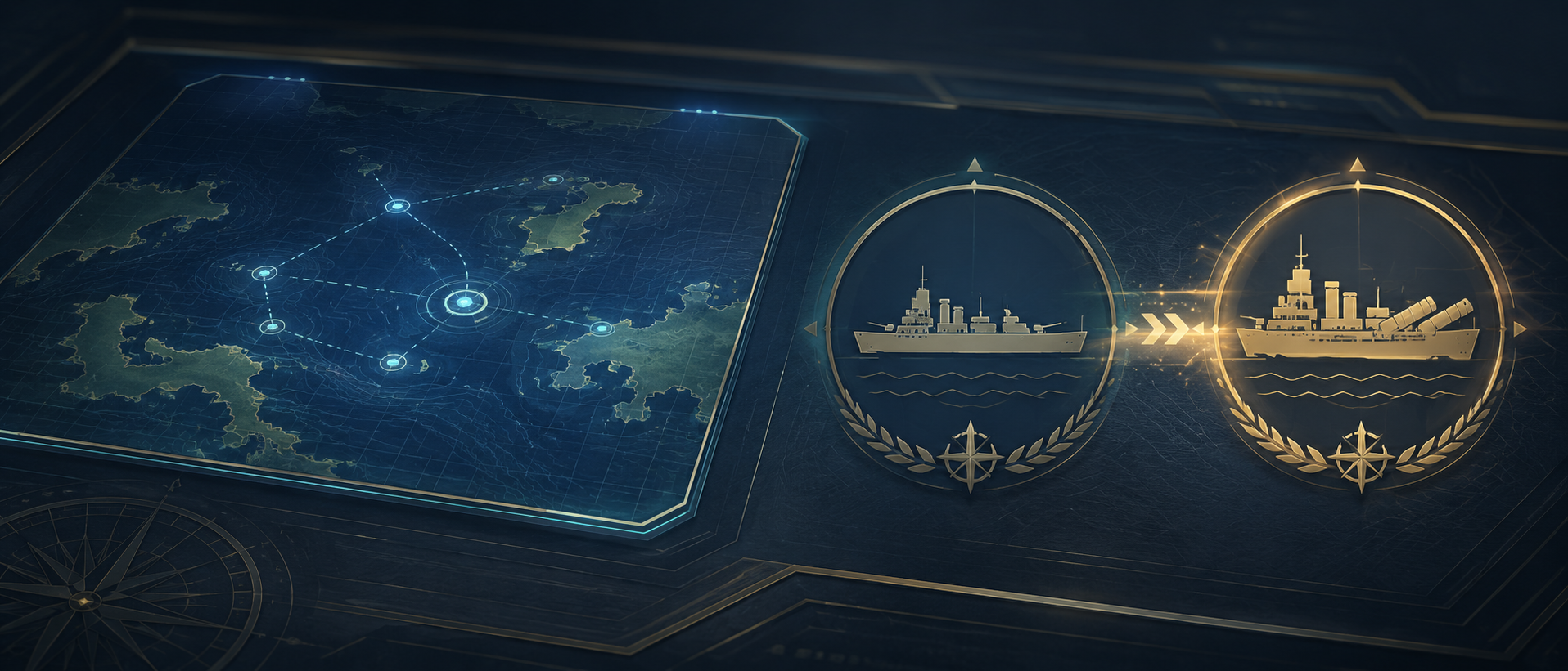 艦隊これくしょんのゲーム画面と軽巡洋艦・重雷装巡洋艦のアイコンイメージ